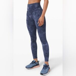 Lululemon Wunder Train High Rise Blue Tie Dye Tights Leggings
